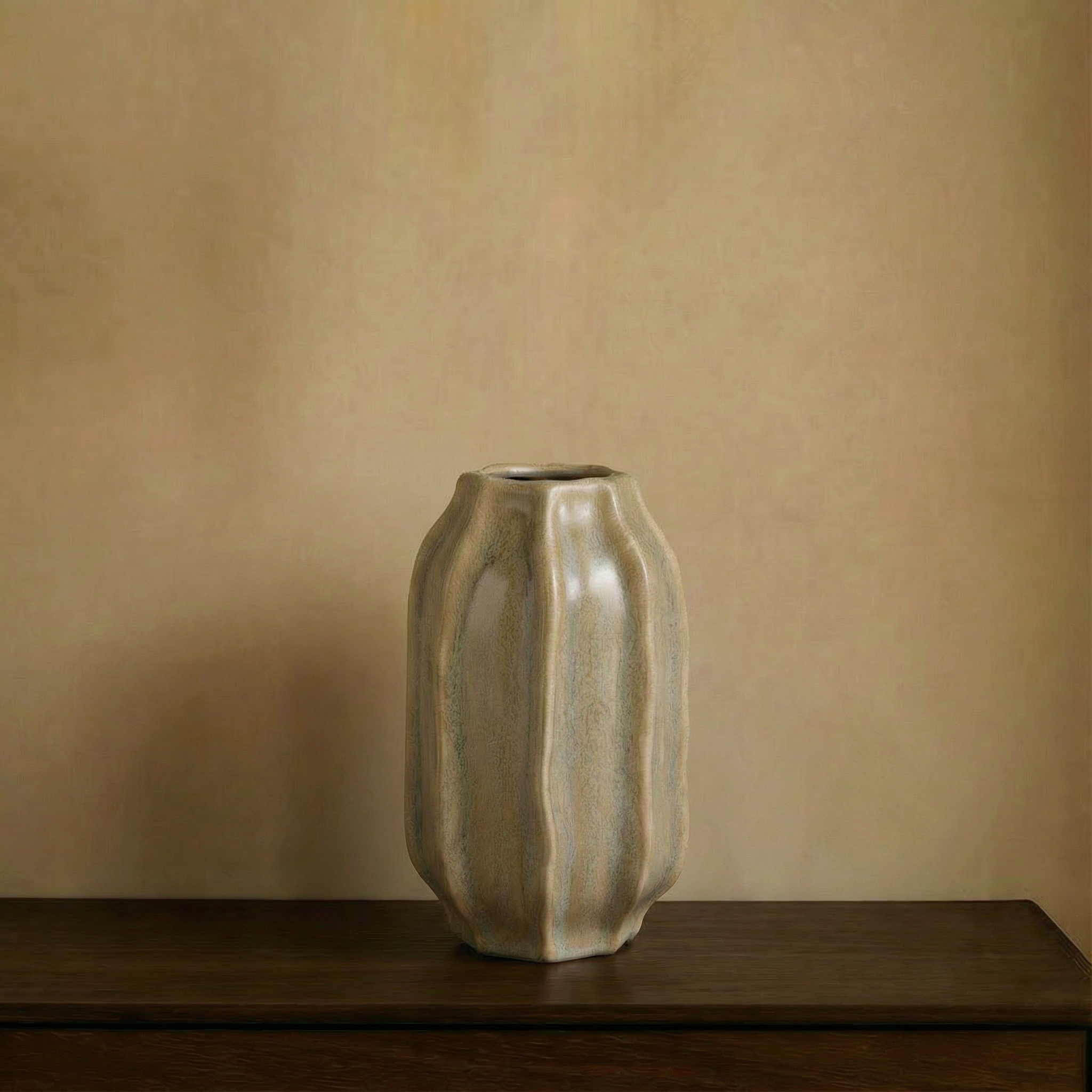 Sia Home Wabi Vase céramique beige 22 cm rayures