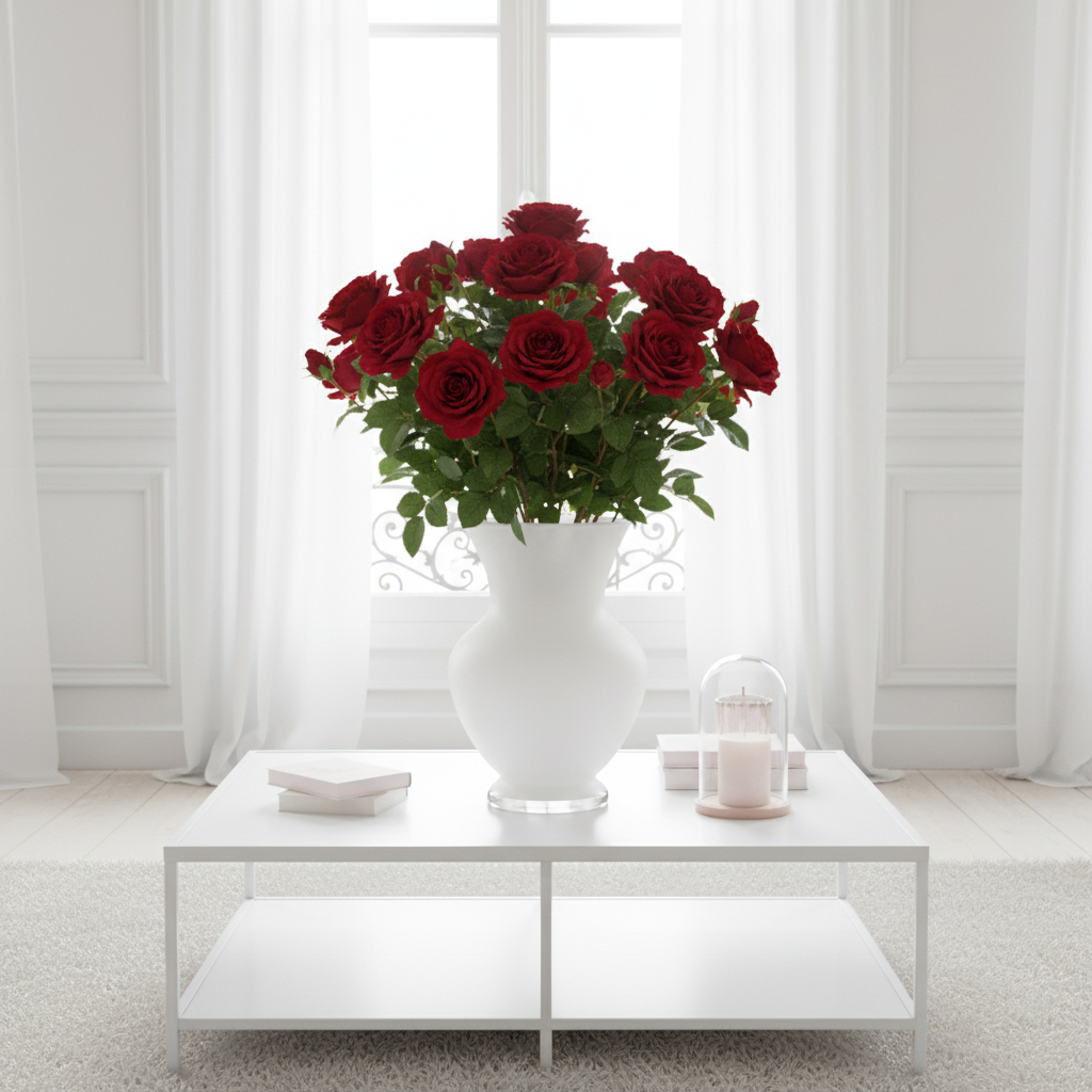 Sia Home Rose David ouverte tige artificielle rouge 80 cm
