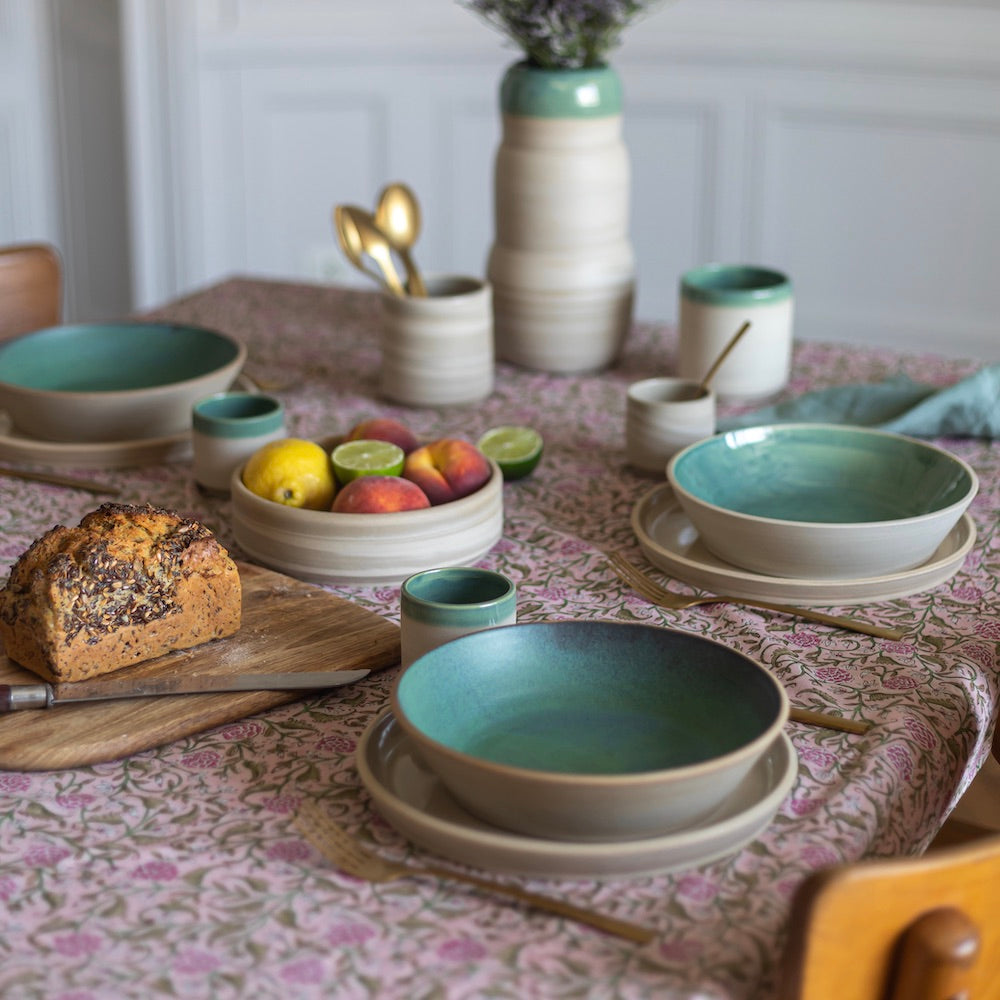 Flowrette Calista assiette creuse céramique verte x1