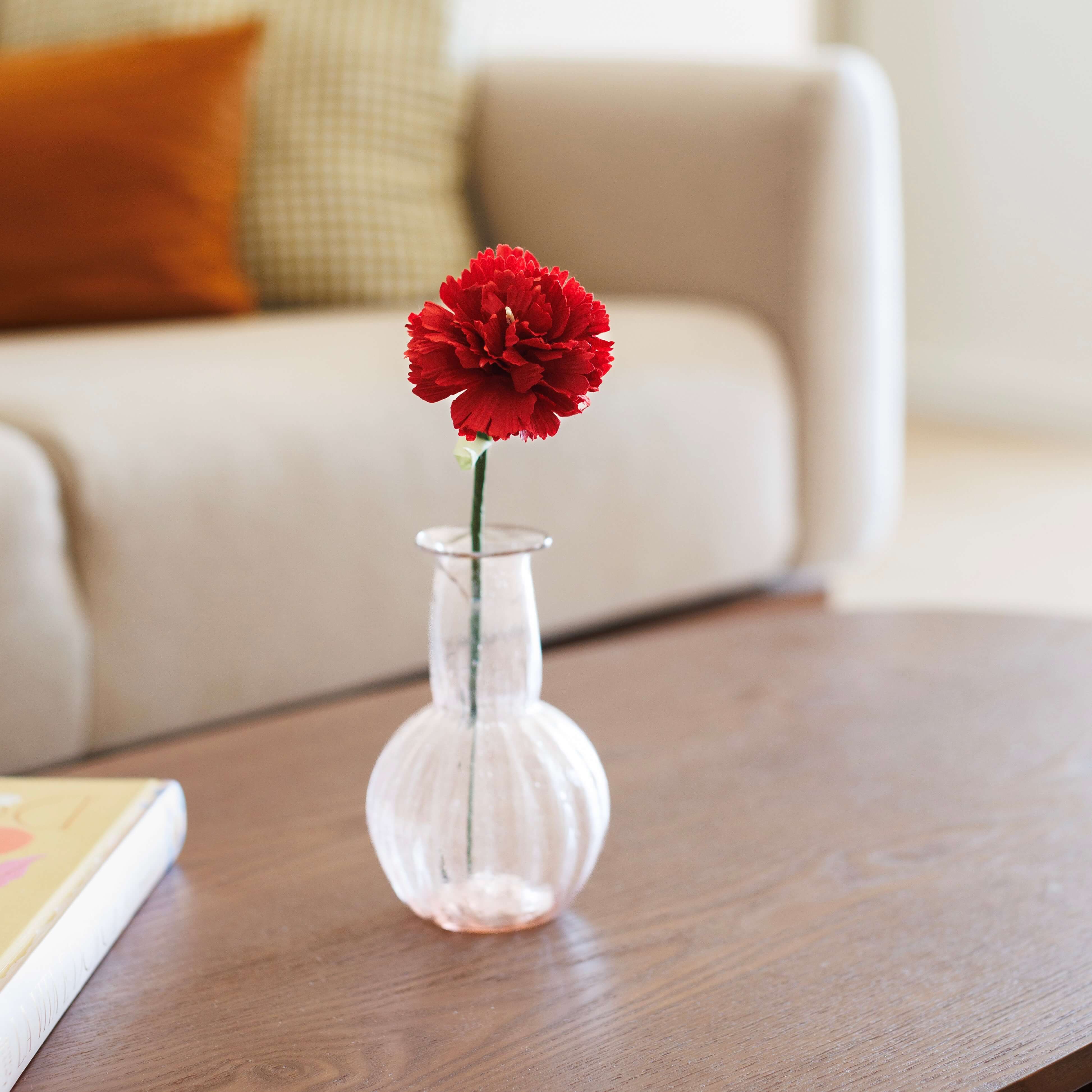 Flowrette Oeillet papier rouge fleur tige x1 romantique