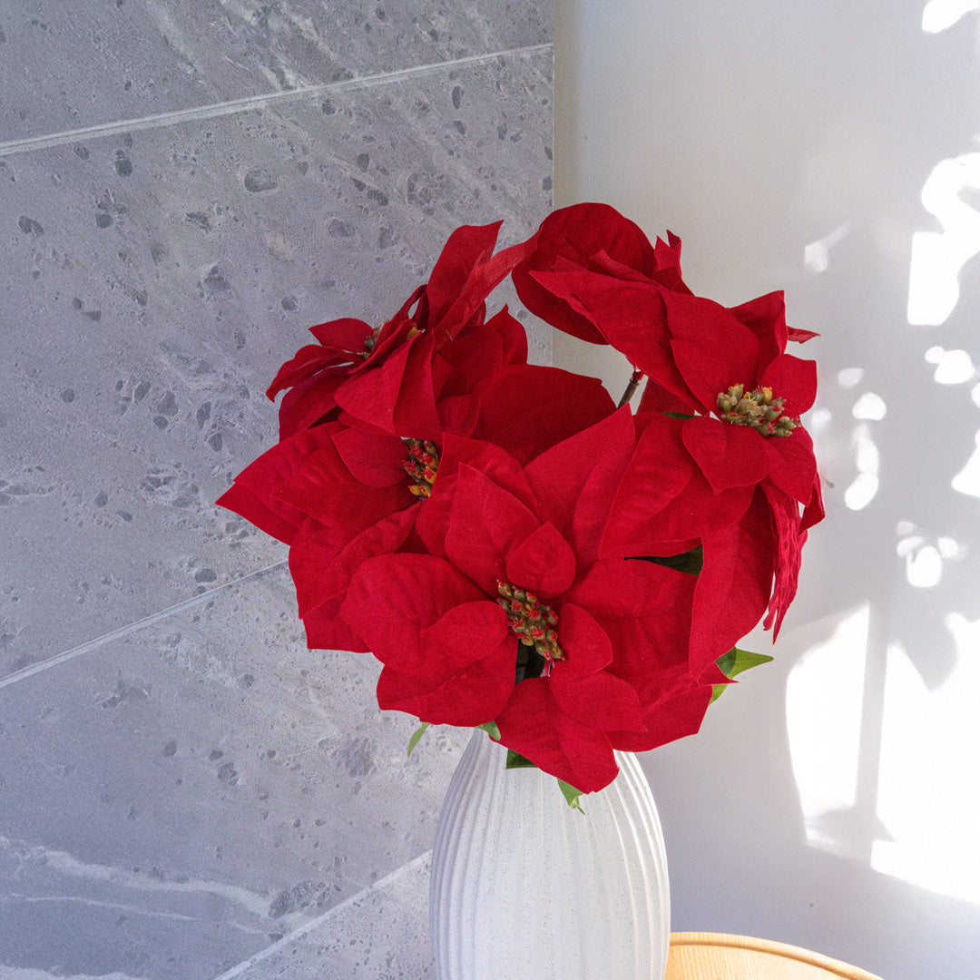 Flowrette Tige de Poinsettia fleur artificielle rouge x1 Noël