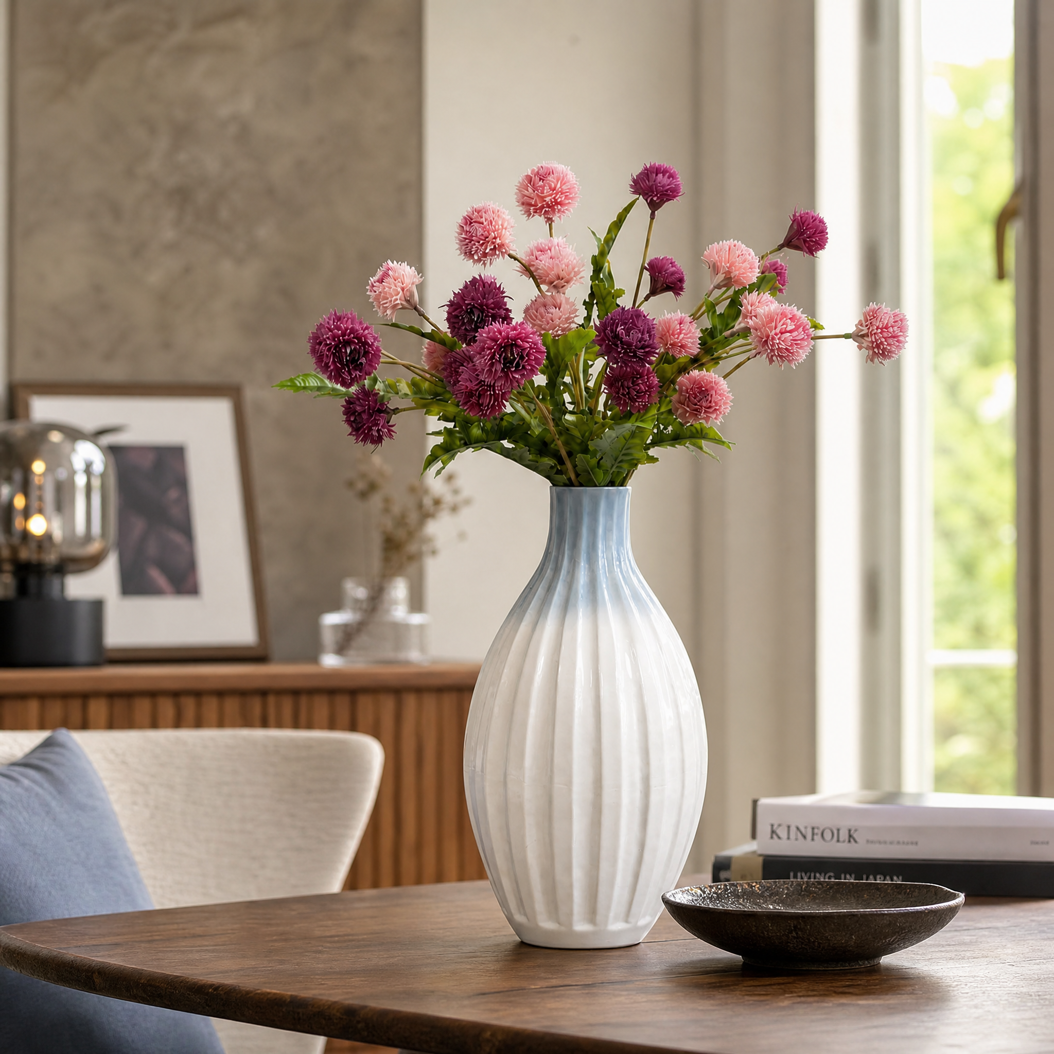 Sia Home Bouquet Chrysanthèmes artificiel rose violet 62 cm
