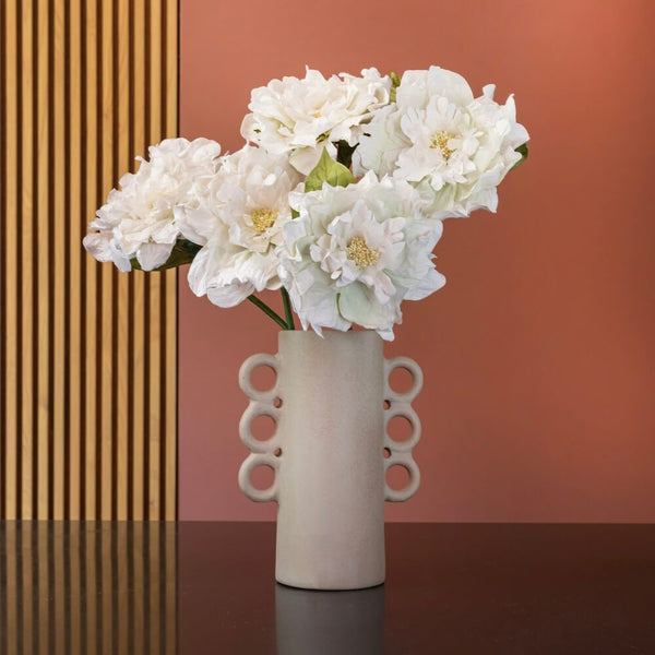 Flowrette Fleurs en papier pivoine fleur artificielle blanche tige