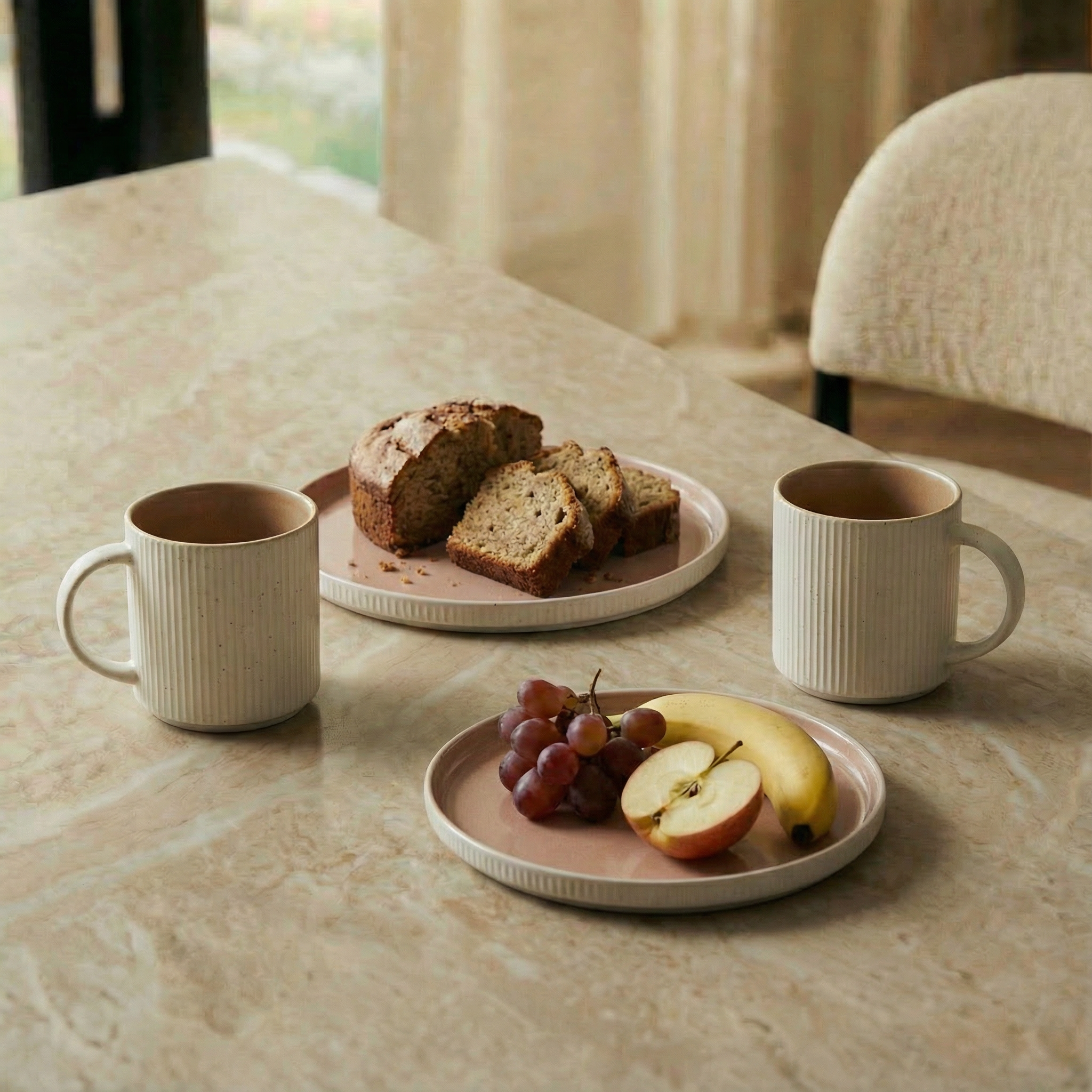 Sia Home Amsterdam service 4 tasses en grès beige 10 cm