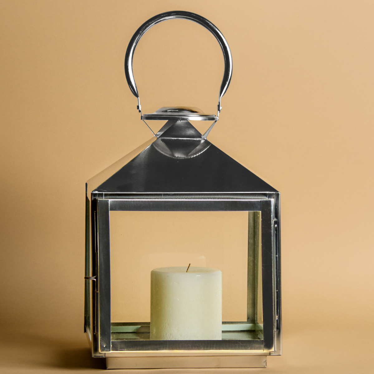 Sia Home Tara 45 cm lanterne argenté verre et acier