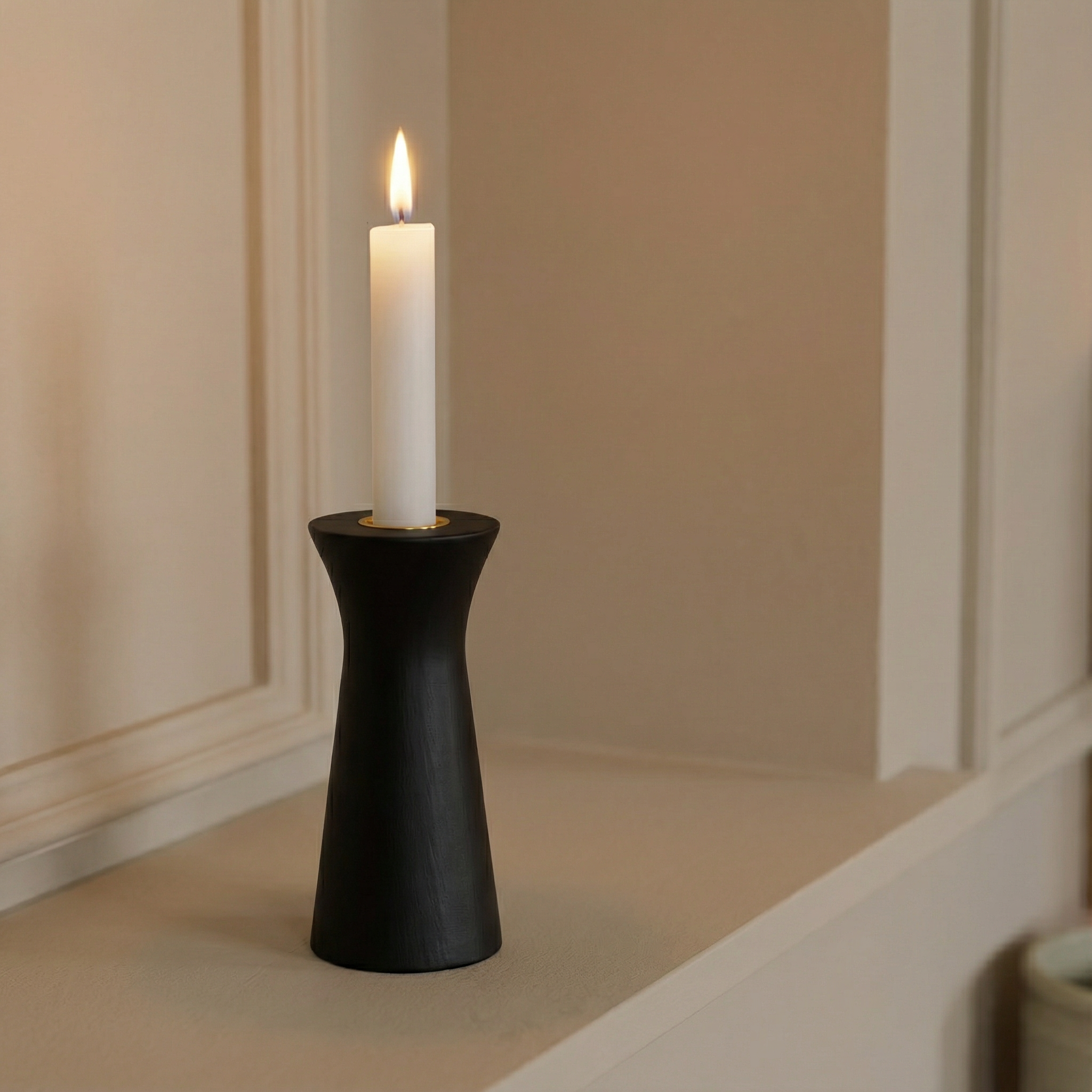Sia Home Elya bougeoir bois noir 20 cm chandelle