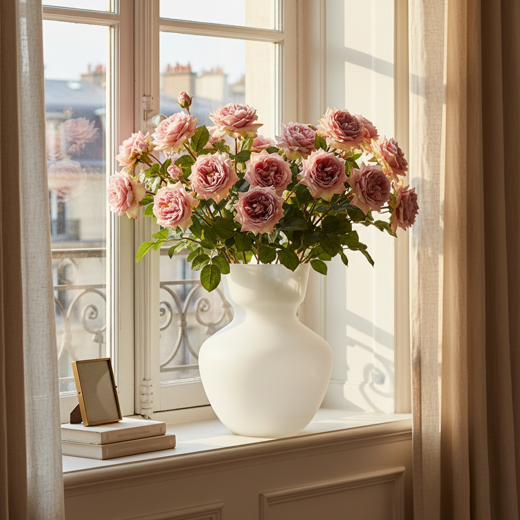Sia Home Rose David ouverte tige artificielle rouge 80 cm