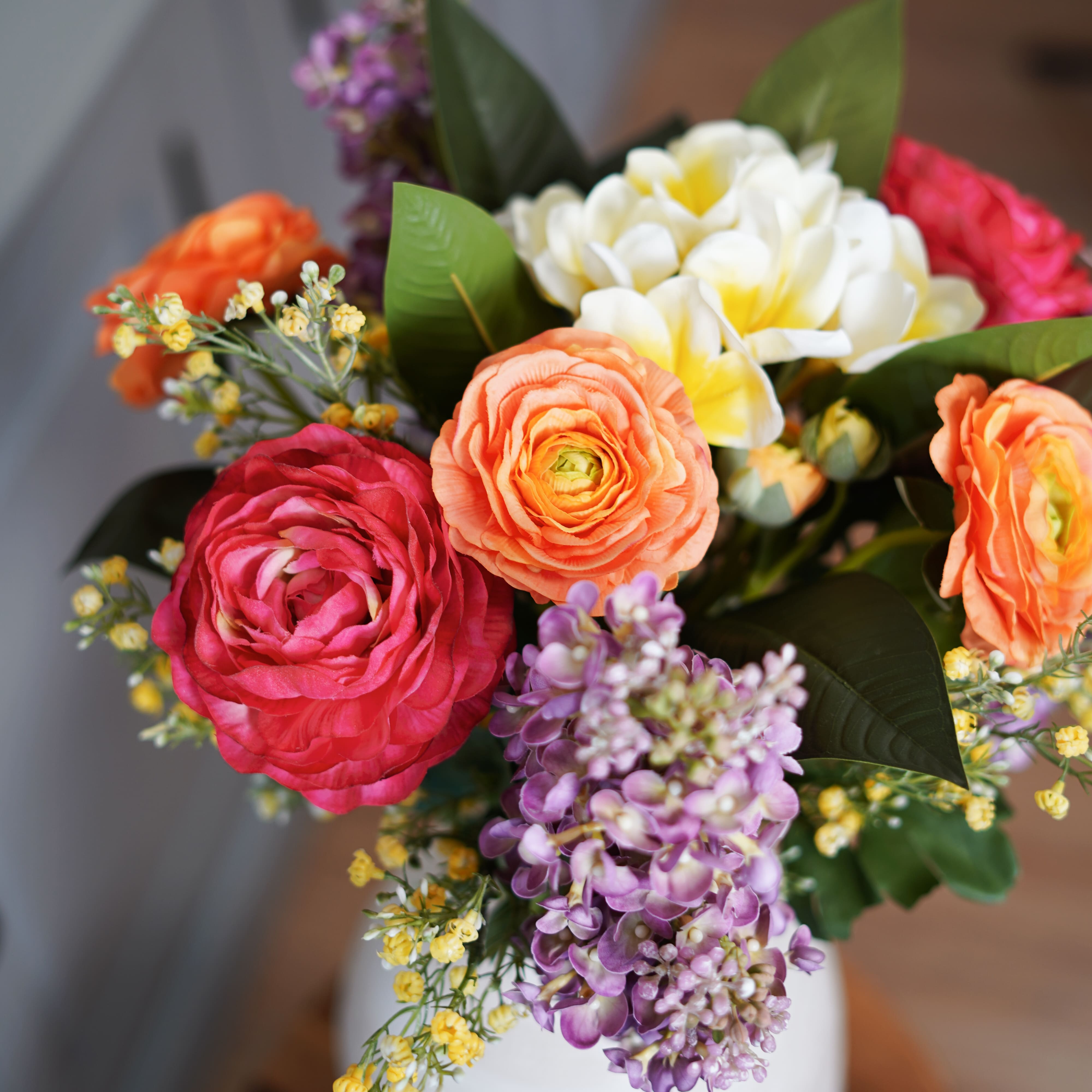 Flowrette Roxane bouquet artificiel fuchsia lilas