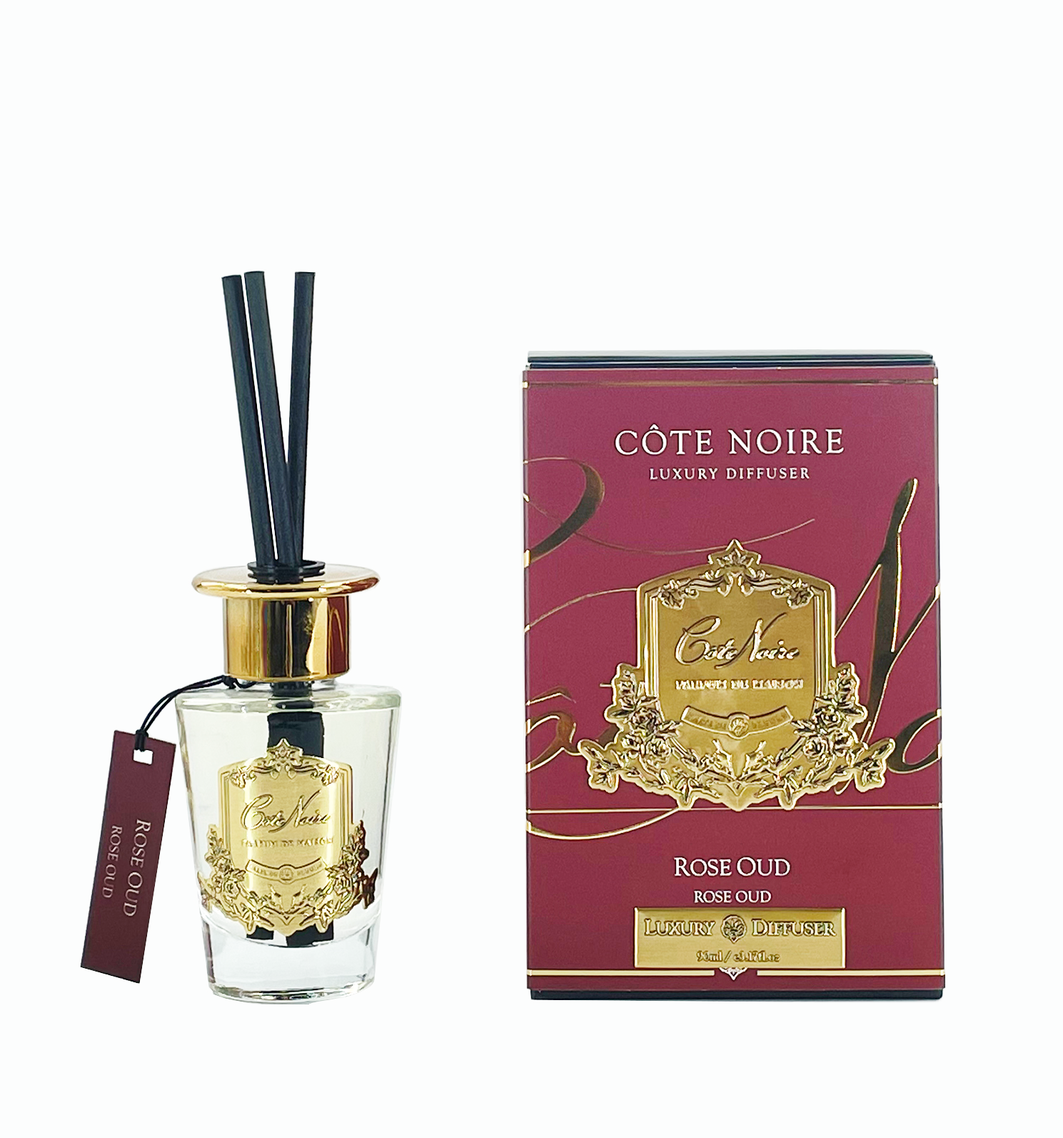 Côte Noire Diffuser Rose Oud diffuseur parfum 90ml gold