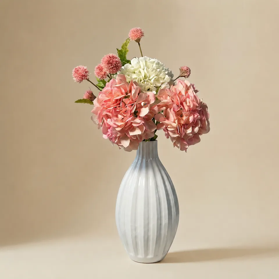 Sia Home Bouquets Artificiels Hortensias roses bouquet 5 tiges