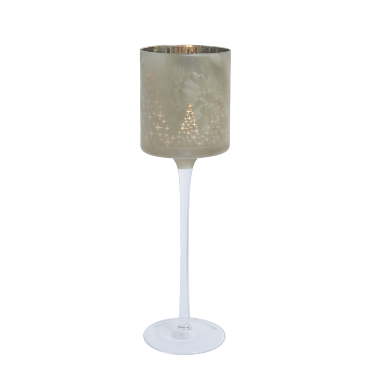 Sia Home Starry photophore à pied verre gris 30 cm
