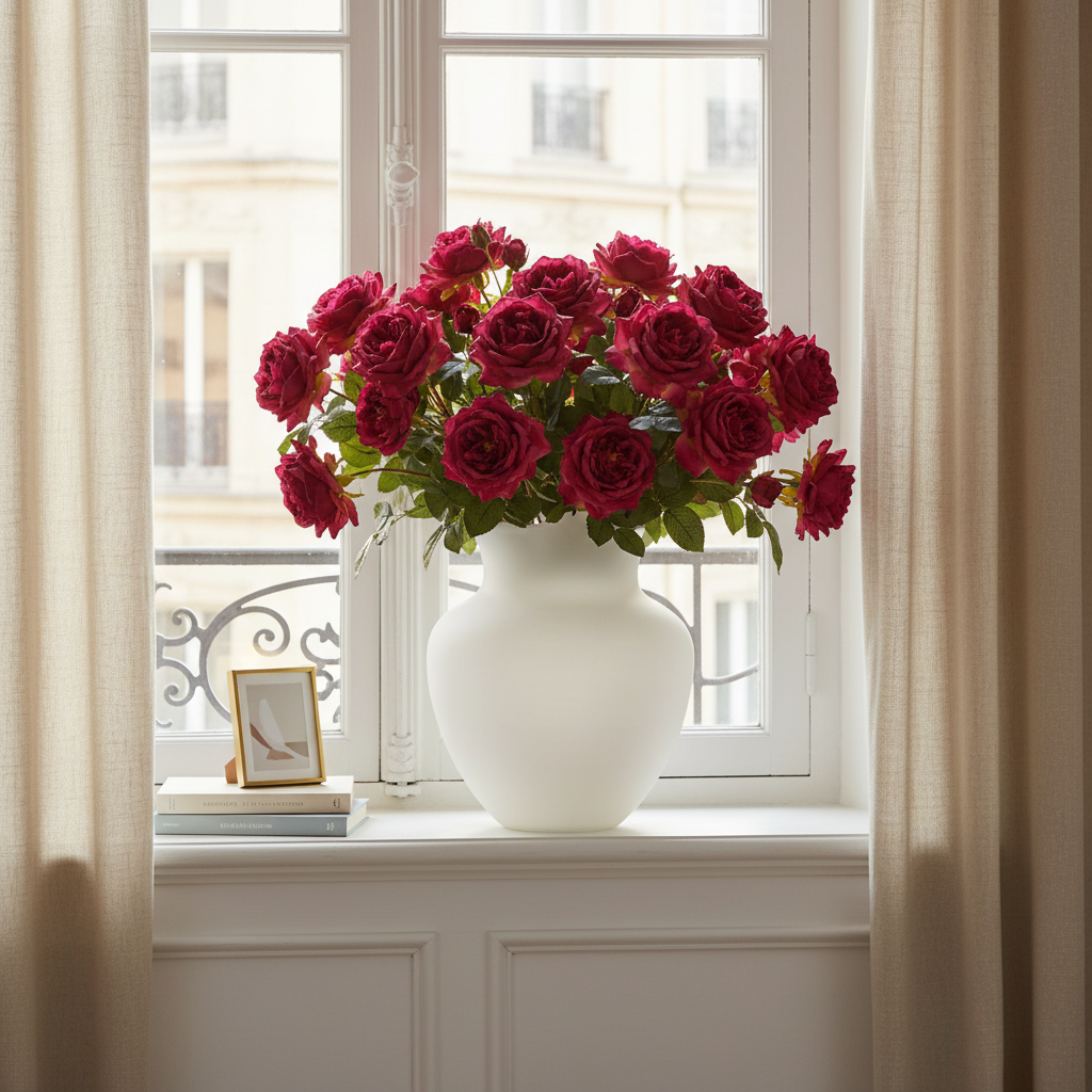 Sia Home Rose David ouverte tige artificielle rouge 80 cm