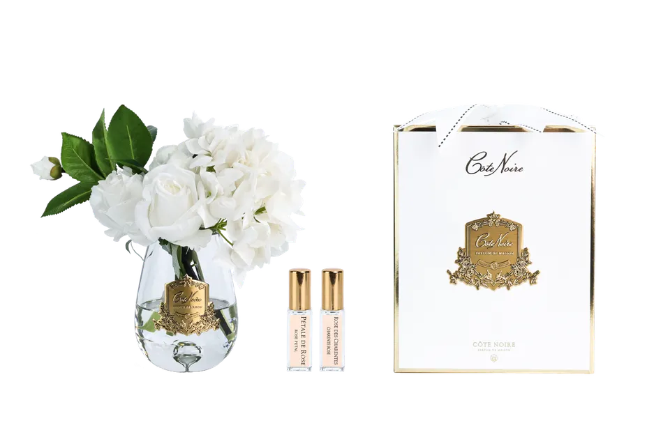 Côte Noire Perfumed Flowers TRH01 bouquet blanc vase goutte