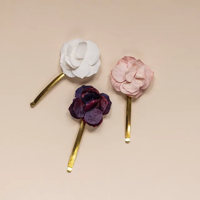 Flowrette Barrettes Trio fleurs papier multicolor