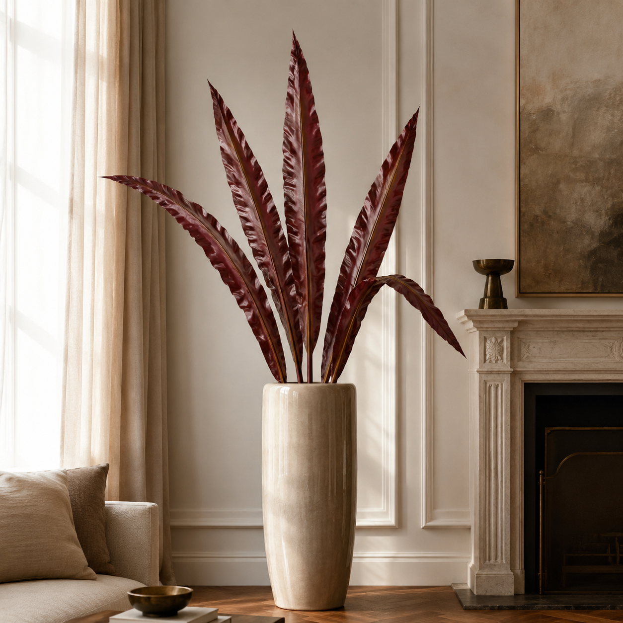Sia Home fougère feuille artificielle bordeaux 119 cm