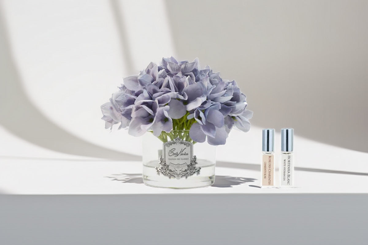 Côte Noire hortensia bleu vase five rose GMH05