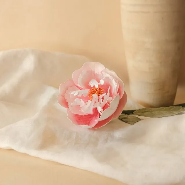 Flowrette Pivoine papier rose clair fleur x1