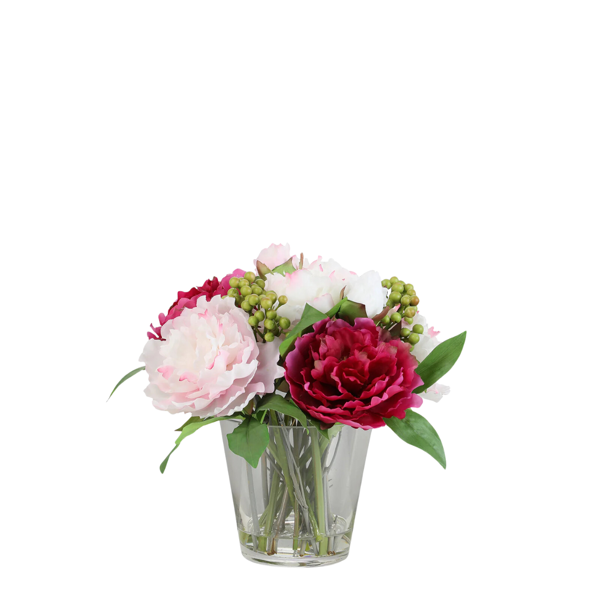 Sia Home Pivoines Baies composition artificielle blanc 26 cm