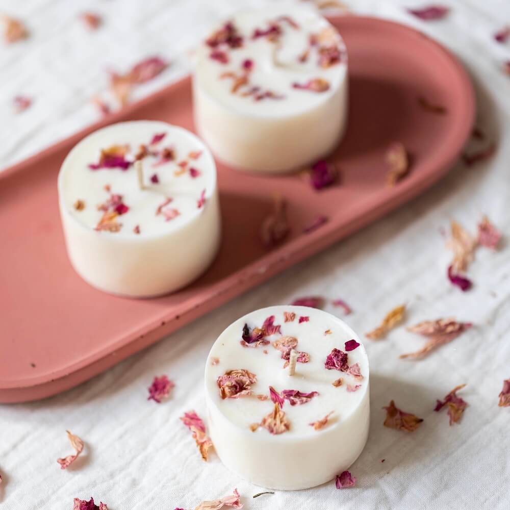 Flowrette Bougies Trio Rose Sauvage cire soja lot 3
