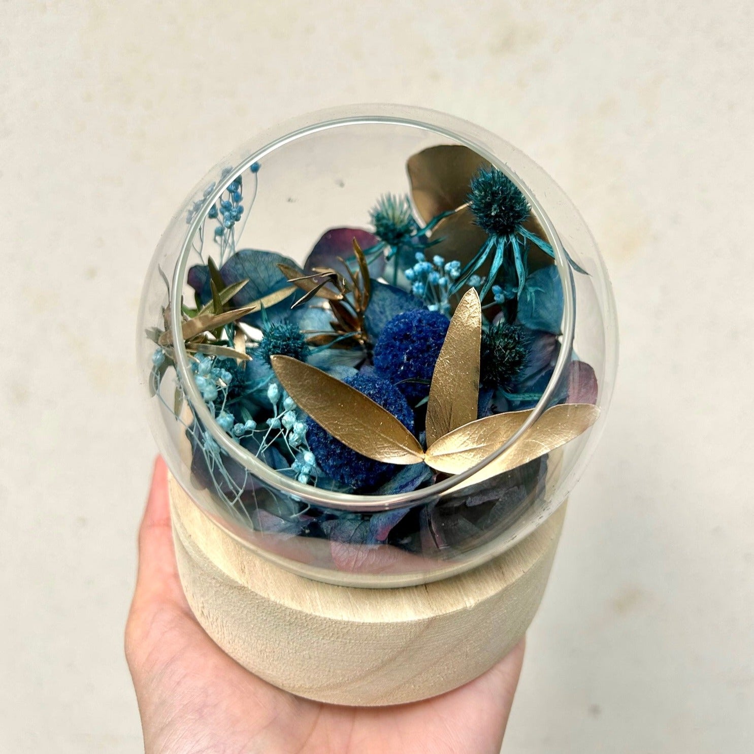 Ateliers Ouchamp Bulles Rue Brézin bulle fleurs stabilisées S hortensia