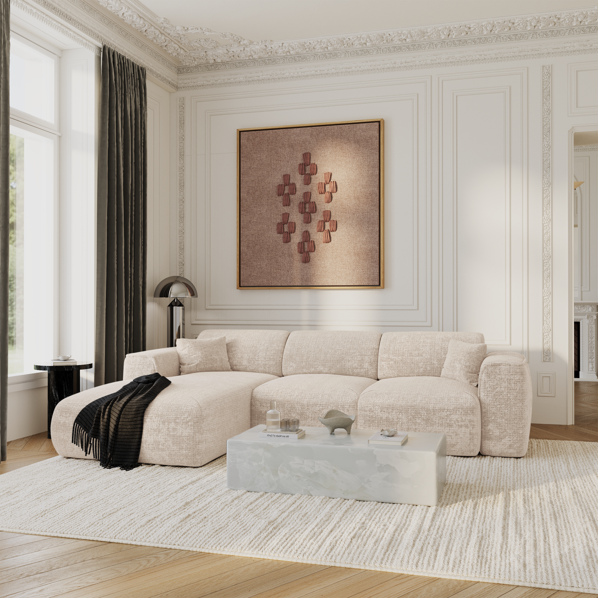 Sia Home Yuma angle gauche canapé convertible crème