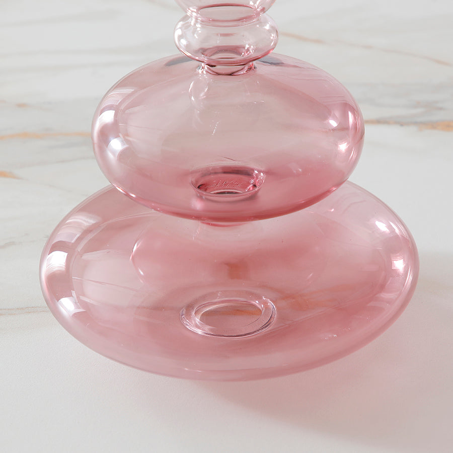 Sia Home Sunrise bougeoir verre rose 22 cm