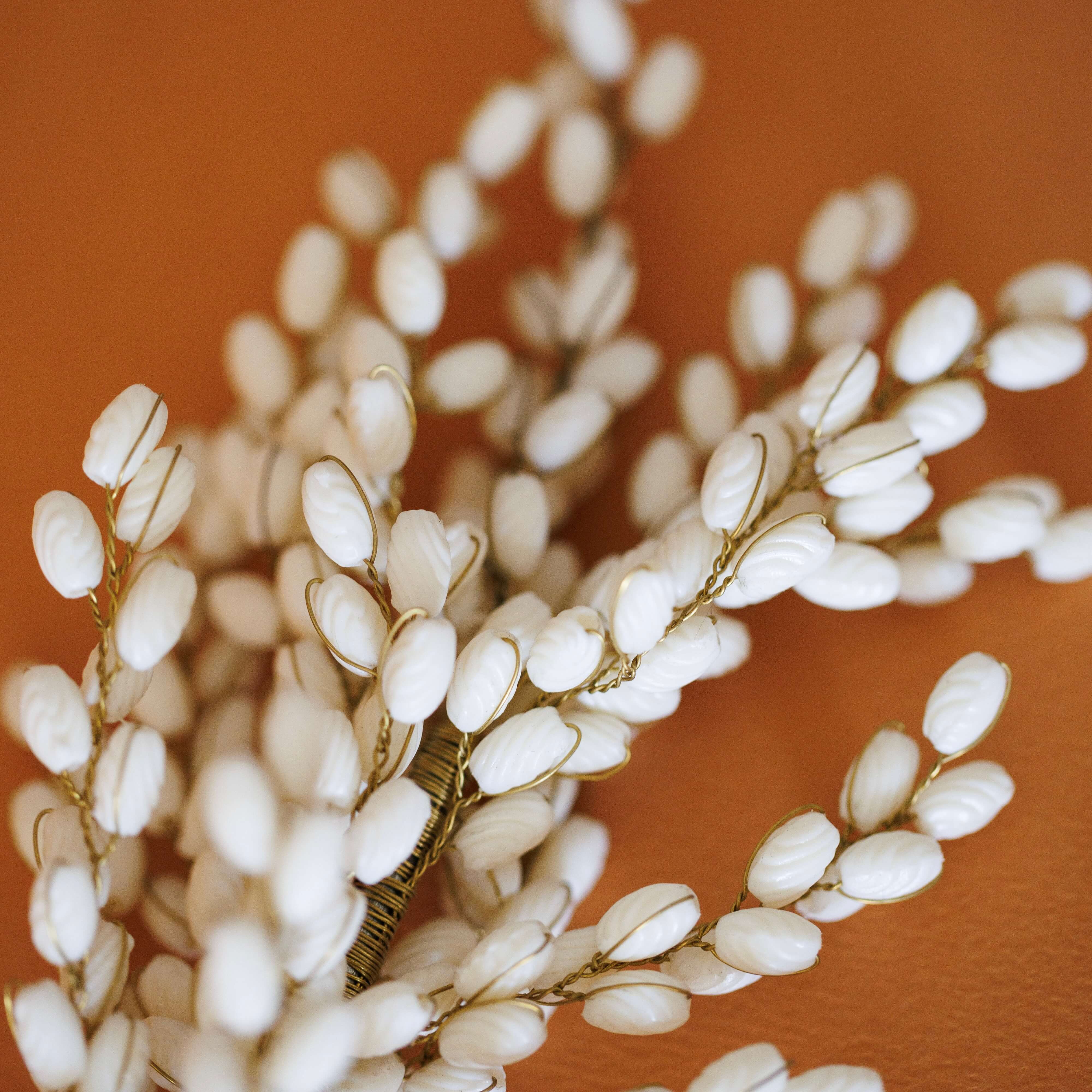 Flowrette Décoration branchage laiton blanc