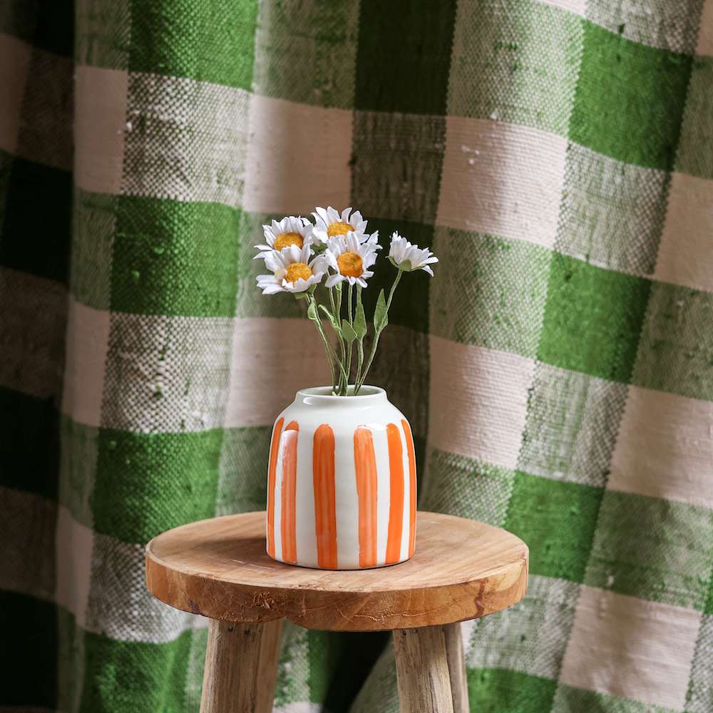 Flowrette Soliflore rayé vase céramique orange fait main