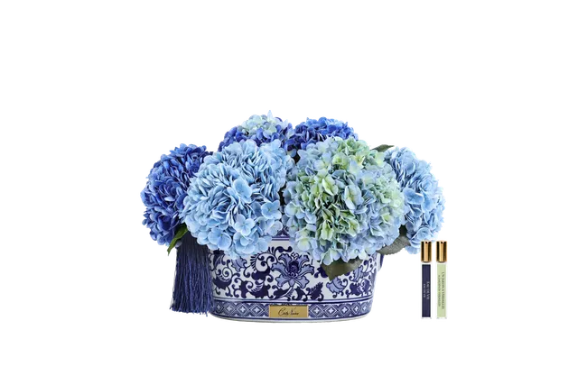 Côte Noire Chinoiserie GCH03 hortensias bleu mixte grand