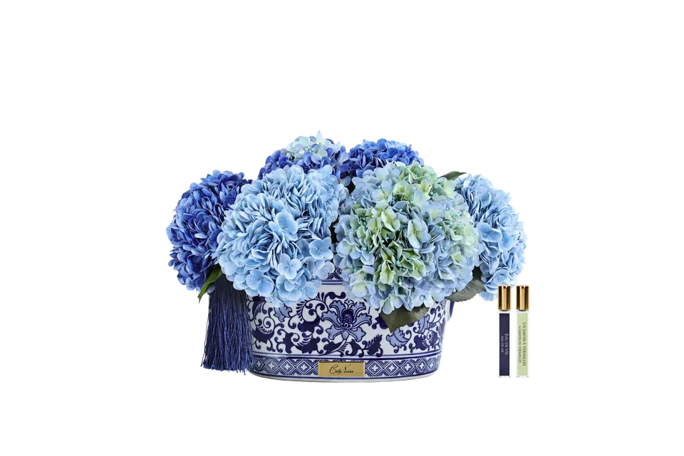 Côte Noire Chinoiserie GCH03 hortensias bleu mixte grand
