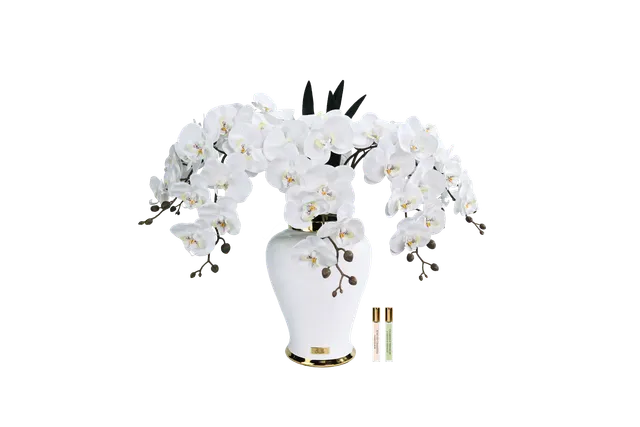 Côte Noire Imperial IMPO01 orchidée artificielle blanche urne