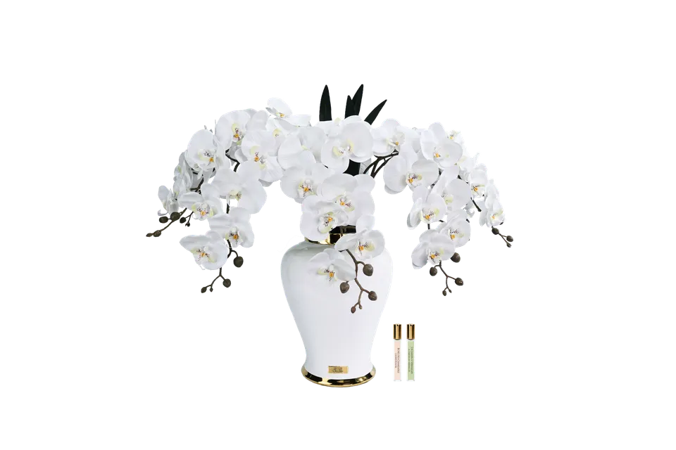 Côte Noire Imperial IMPO01 orchidée artificielle blanche urne
