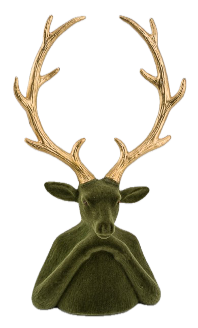 Feuillazur Rungis Contenants & Décoration buste cerf velours vert or 60 cm