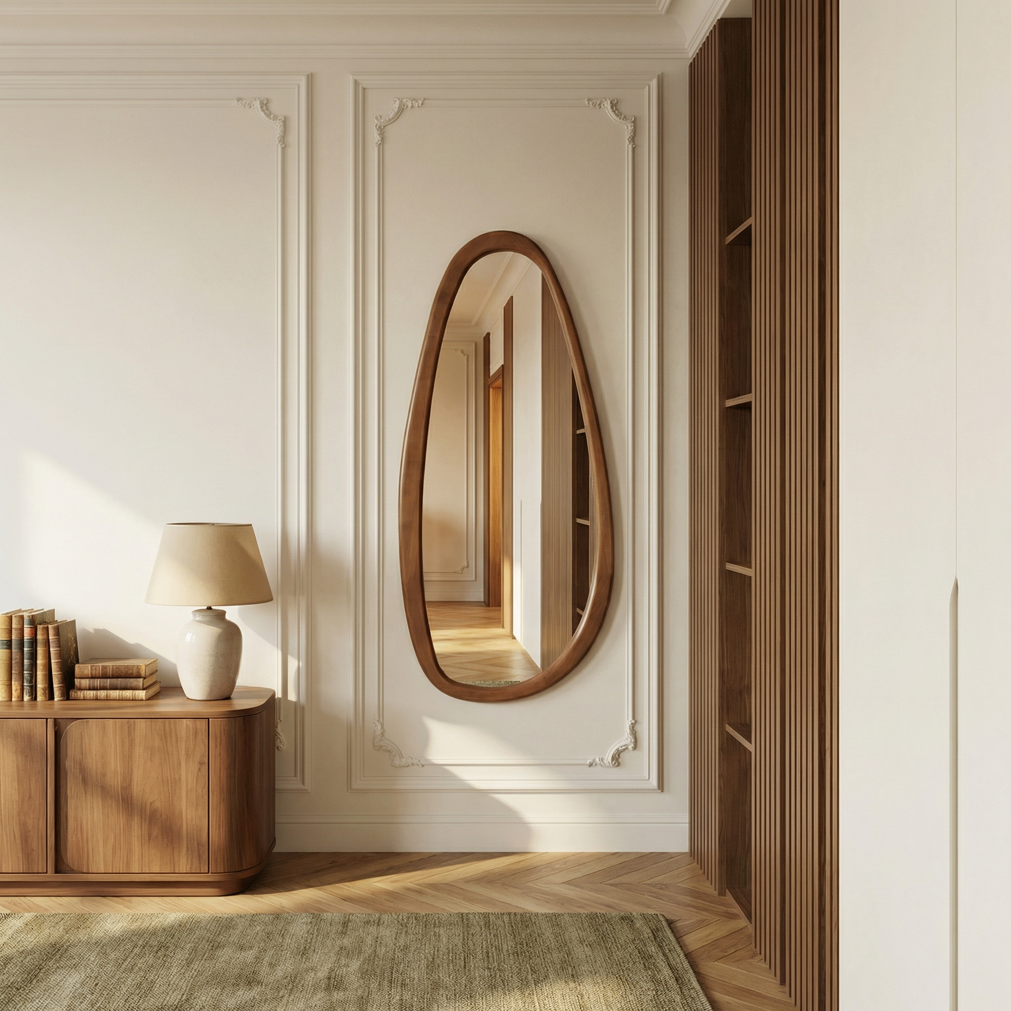 Sia Home Miroir Organique Ovale Bois Marron 150x70 cm