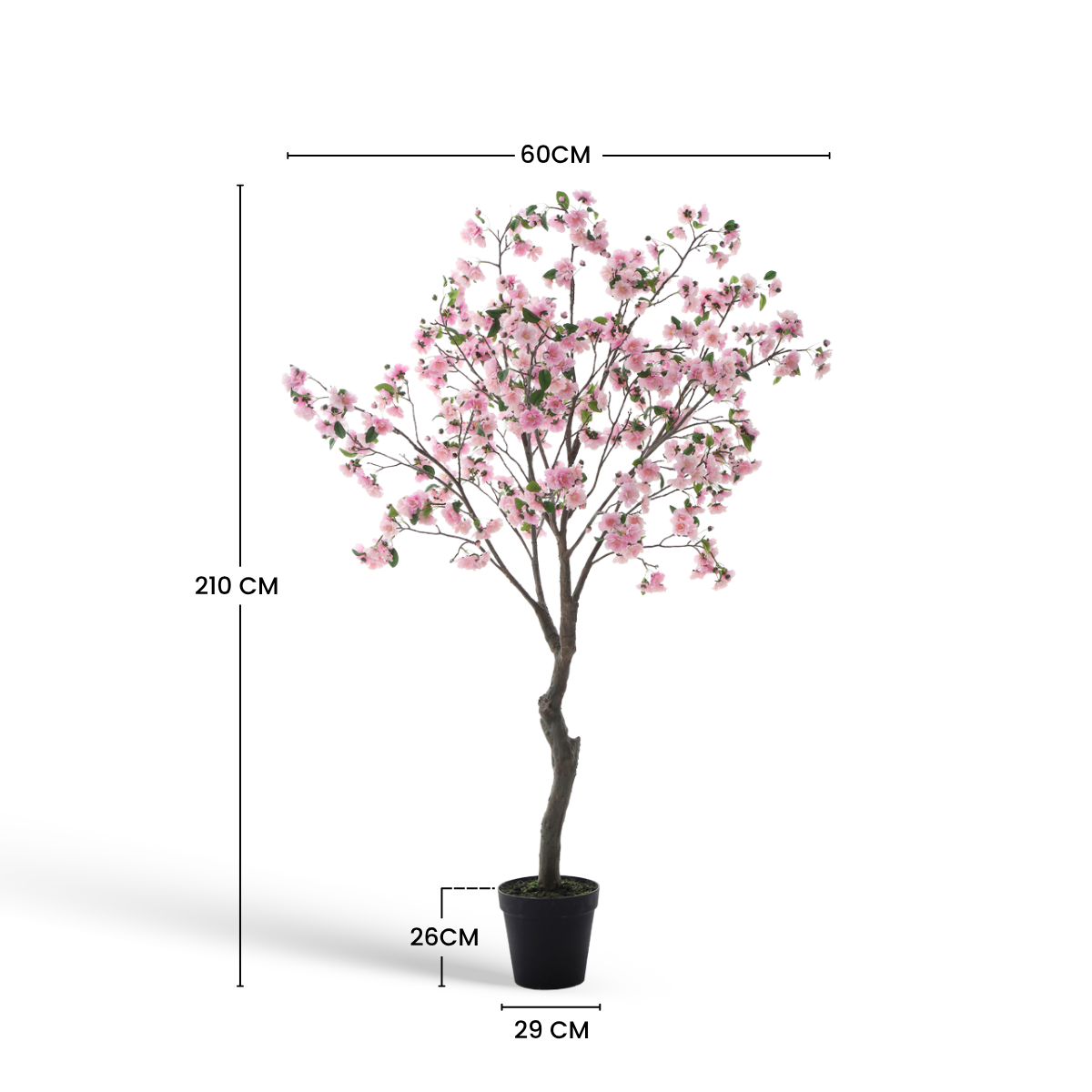 Sia Home Cerisier en fleurs en pot 210 cm arbre rose