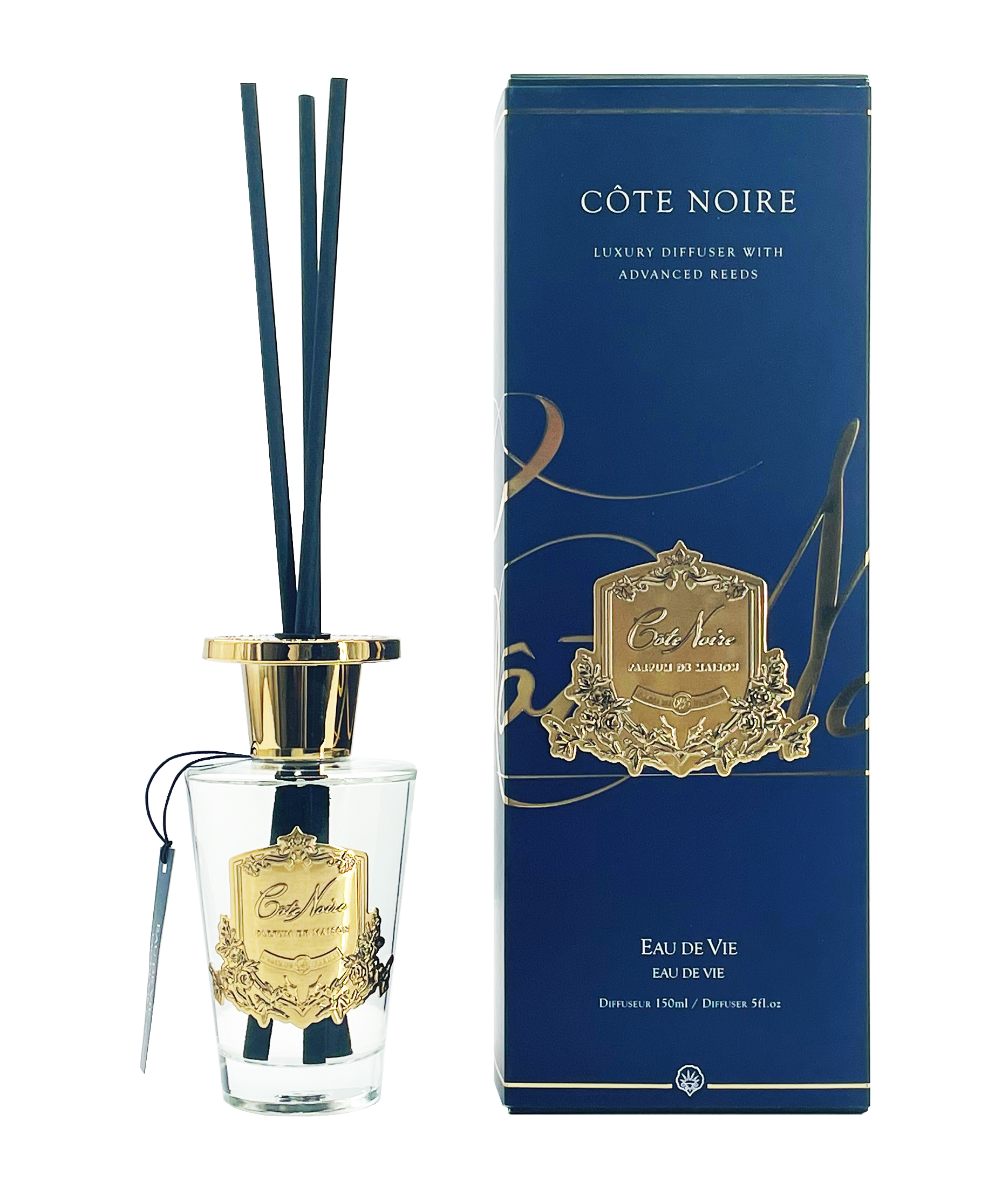 Côte Noire Diffuseur Eau de Vie gold bâtonnets 150ml mirabelle