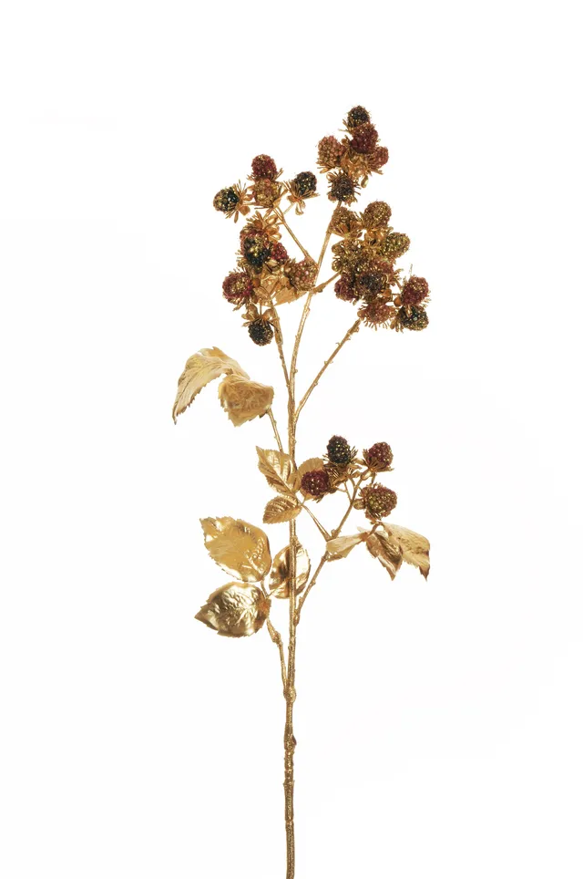 Feuillazur Rungis Branche murier fleur or métallisé 78cm