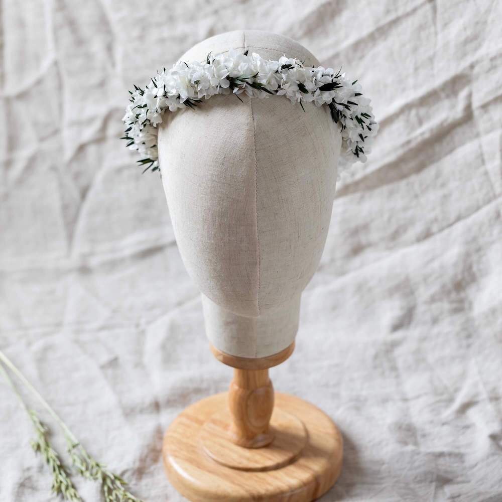 Flowrette Romy couronne fleurs séchées blanche mariage