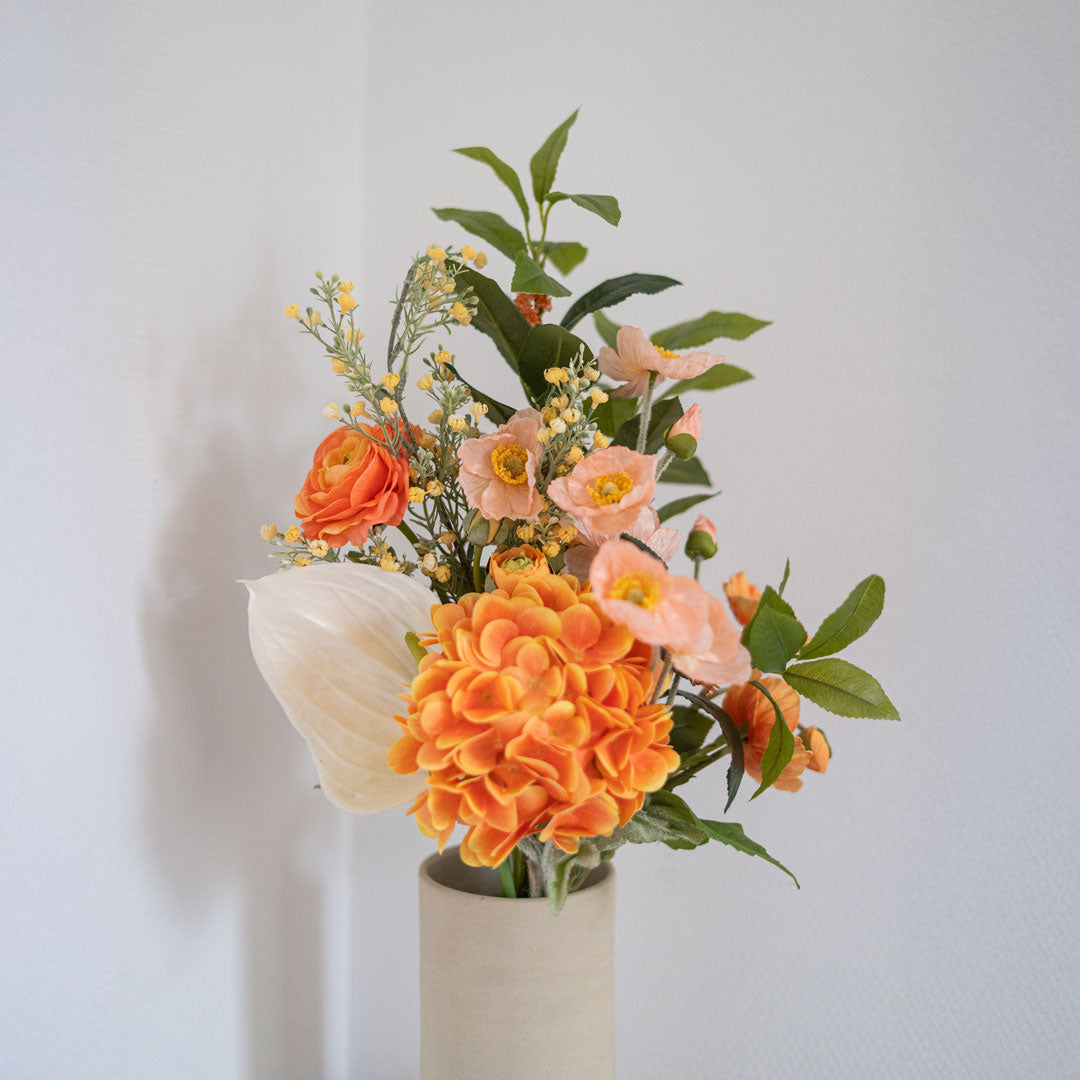 Flowrette Hortense bouquet fleurs artificielles orange Real Touch