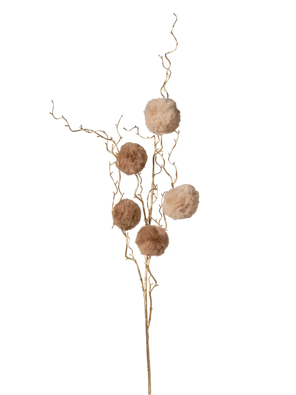 Feuillazur Rungis Saison Branche de pompom fleur artificielle beige 109cm