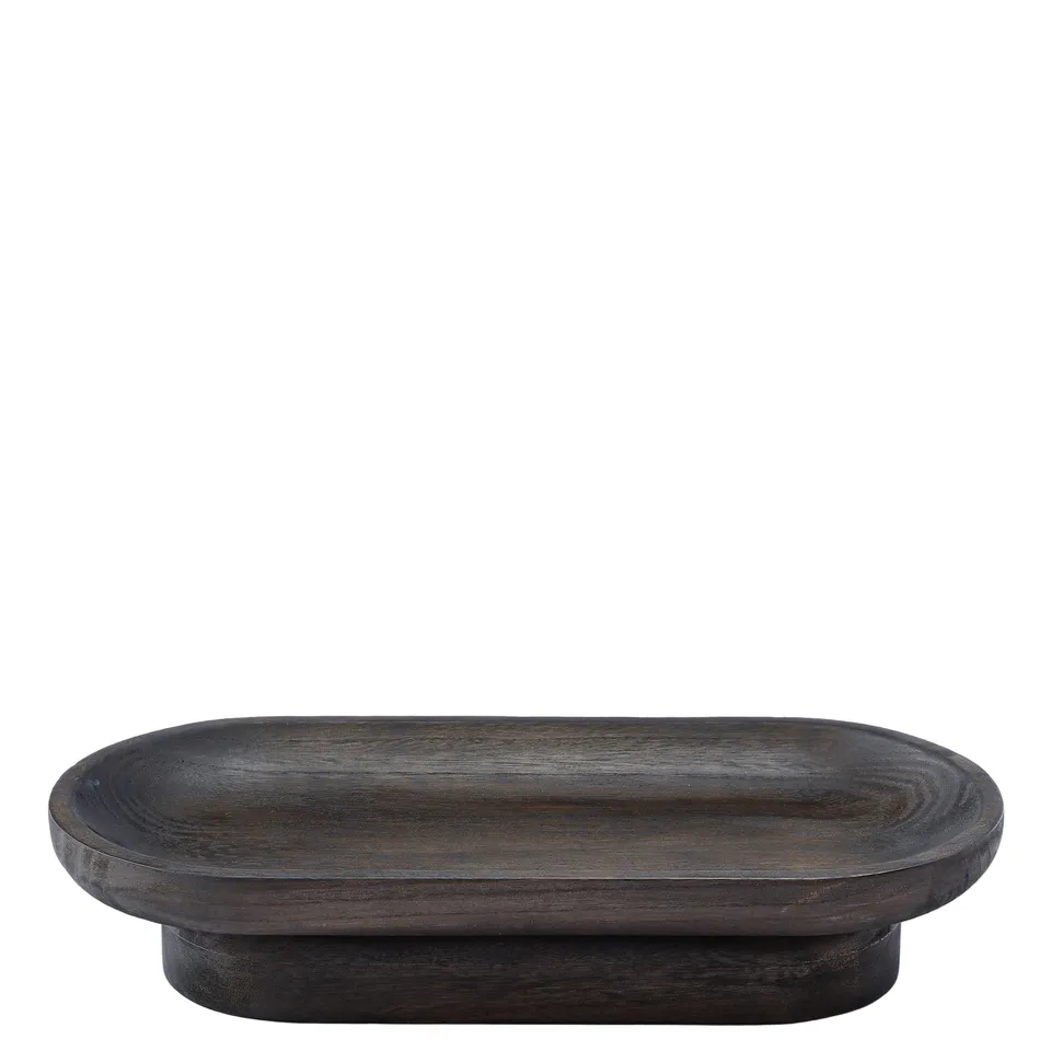 Sia Home Ebon plateau décoratif ovale noir 38 cm bois