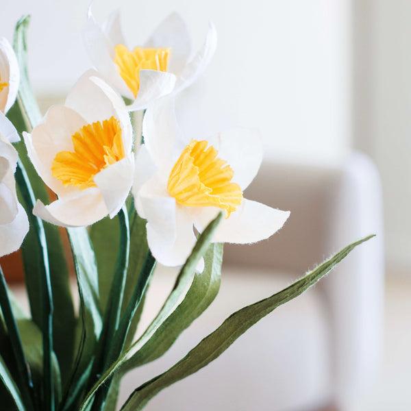 Flowrette Fleurs en papier Narcisse fleur papier jaune blanc