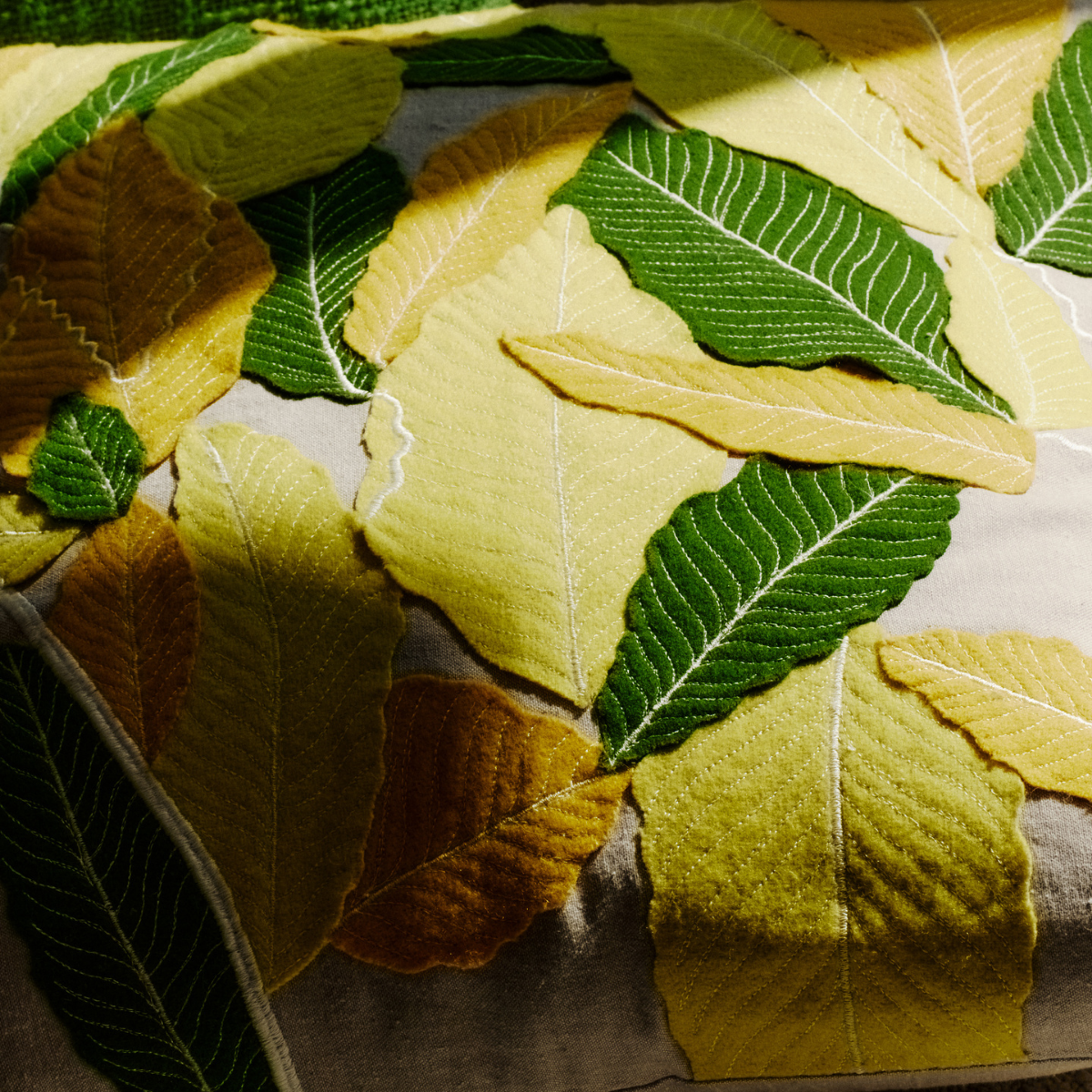 Sia Home Fresh housse de coussin 50 cm jaune feuilles