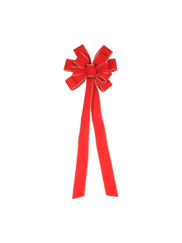 Feuillazur Rungis Nœud velours rouge 28x78cm décoration Noël