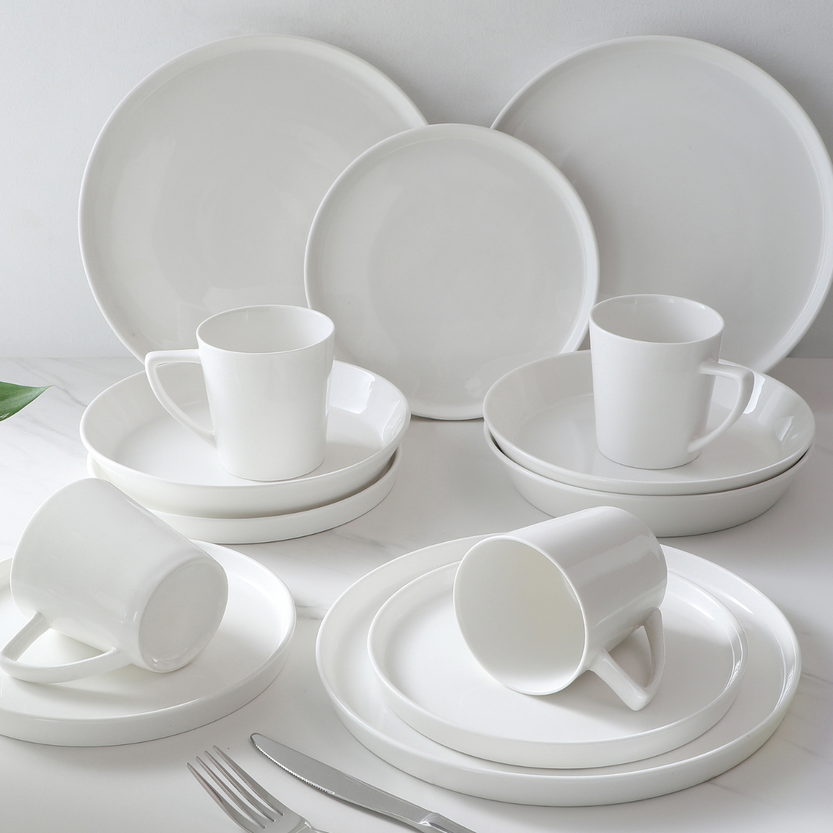 Sia Louise Service 4 assiettes dessert porcelaine blanc 20 cm