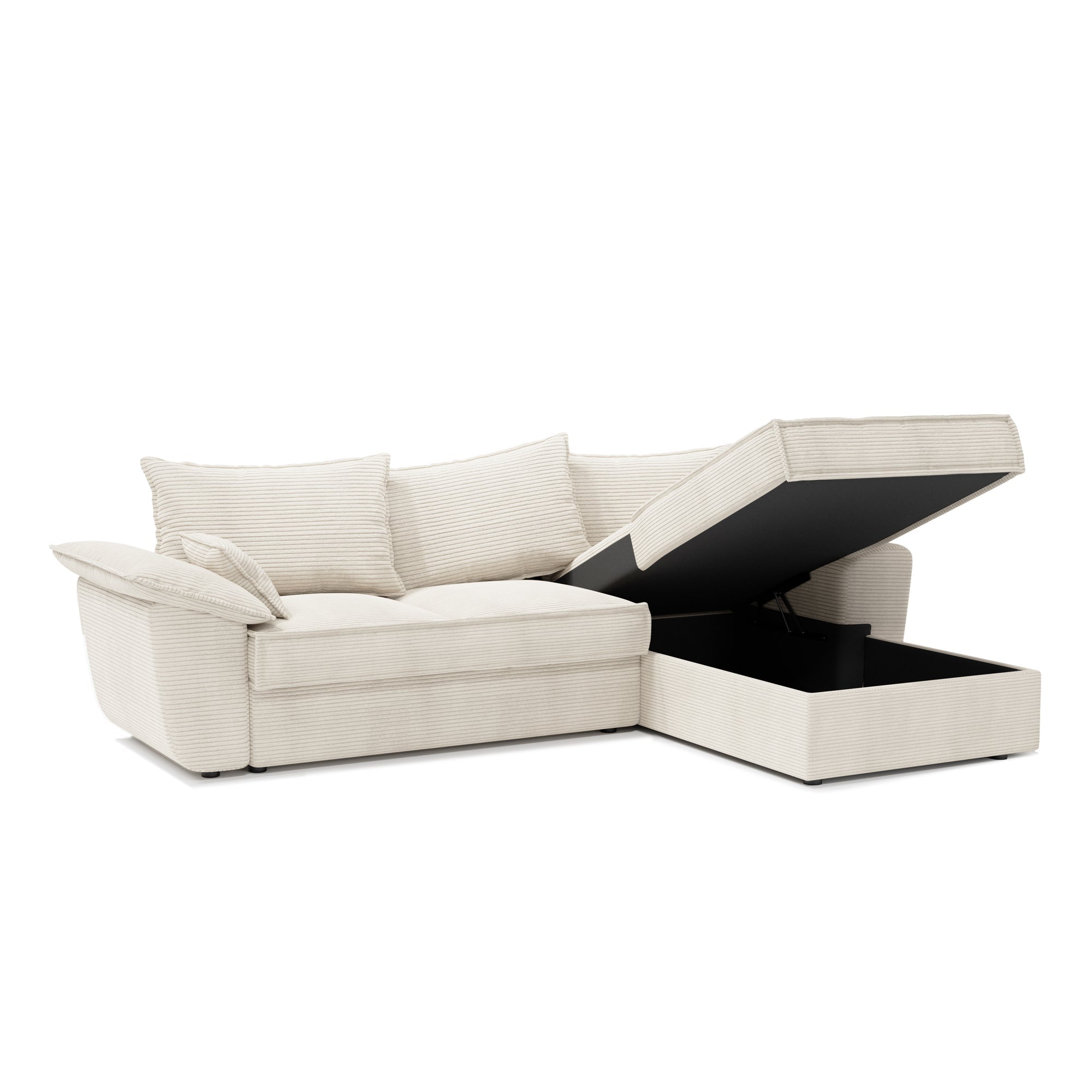 Sia Home Sasha Angle Droit canapé convertible crème coffre