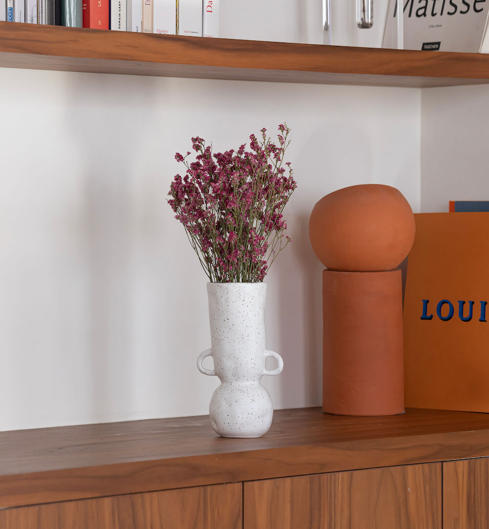 Flowrette Saudade Vase céramique blanc anses fait main