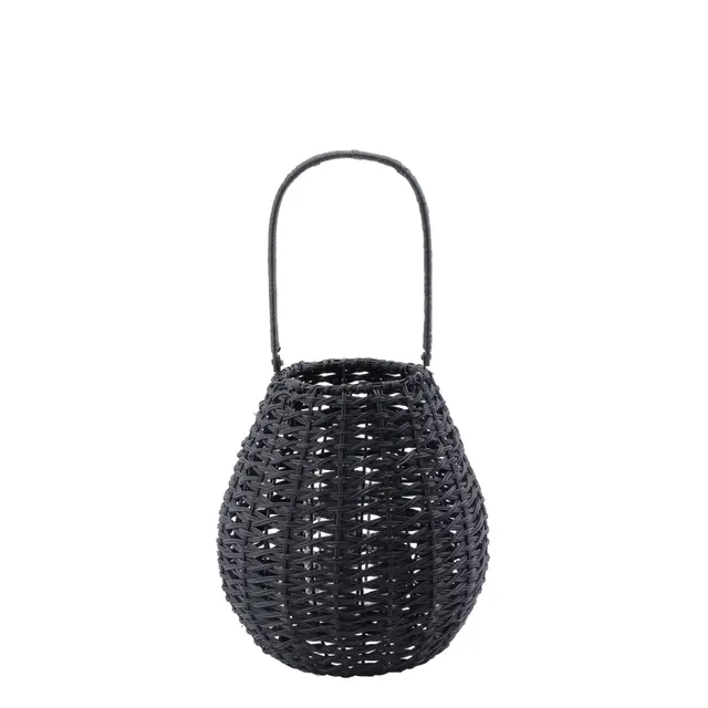 Sia Replay lanterne rotin noir 48 cm avec verre