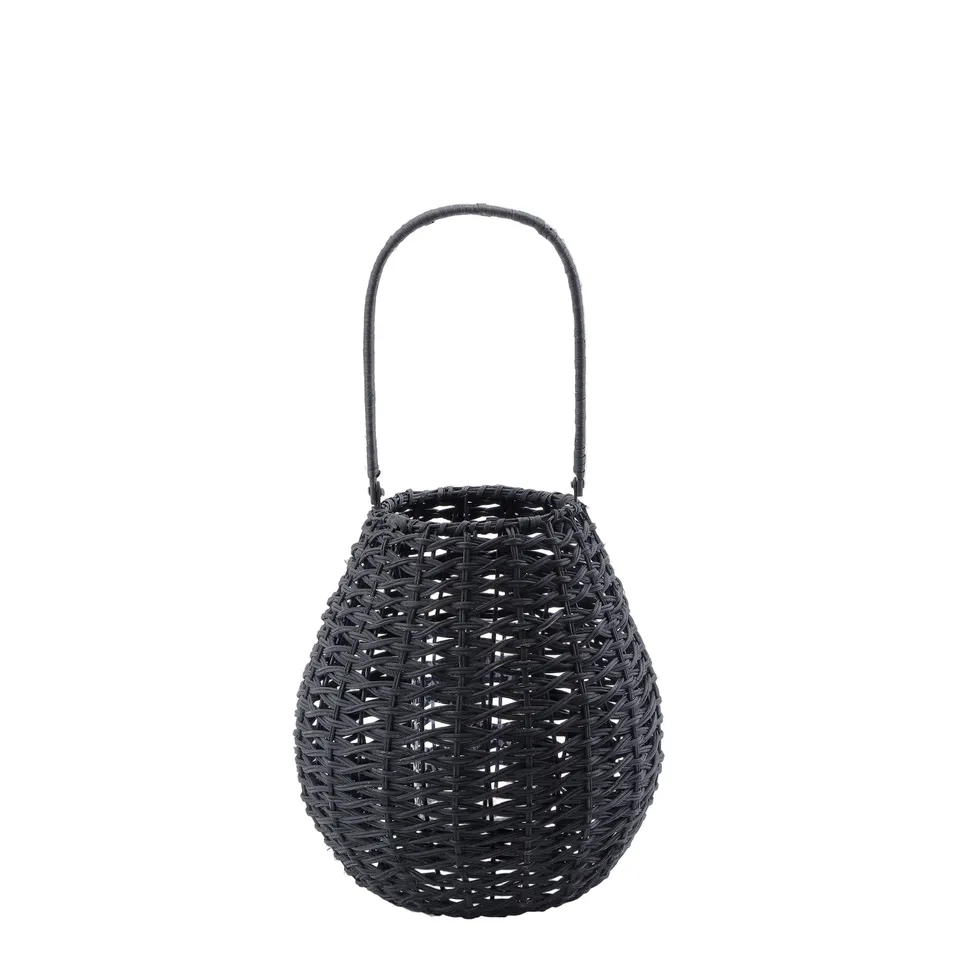 Sia Replay lanterne rotin noir 48 cm avec verre