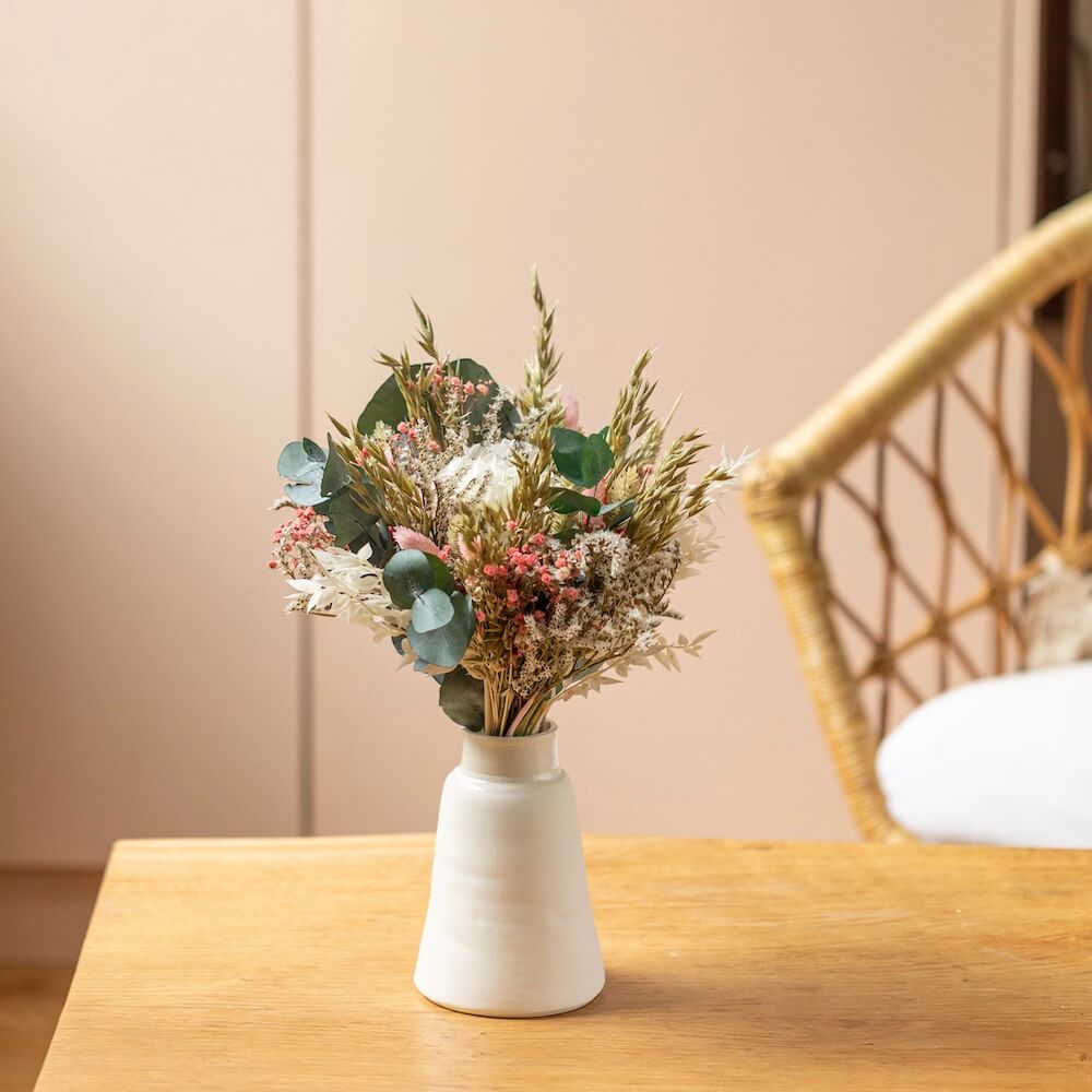 Flowrette Hector bouquet fleurs sechees stabilisees rose S